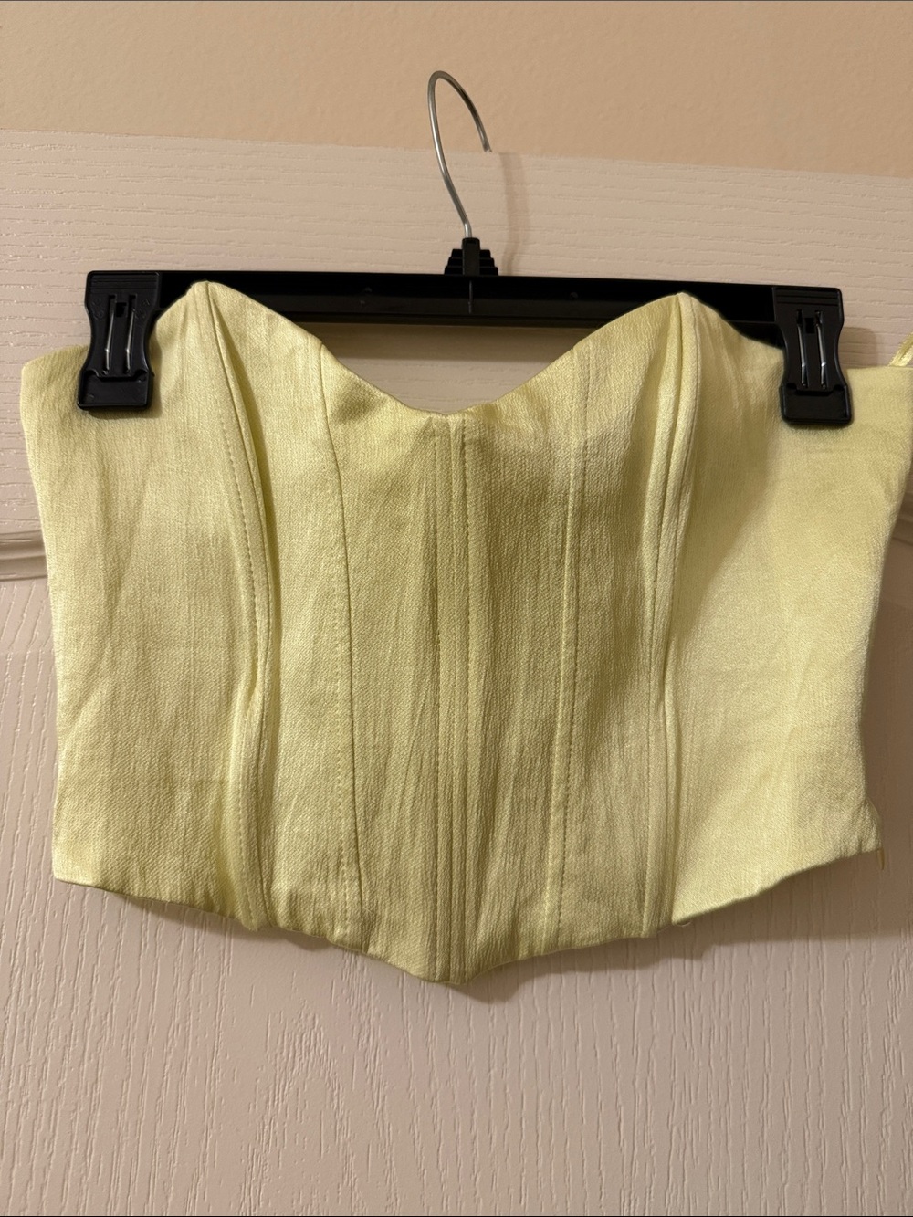 Zara Pale Yellow Structured Bustier Crop Top